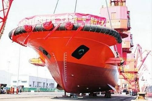 國內首艘純電動拖輪 云港電拖一號 輪順利 上水